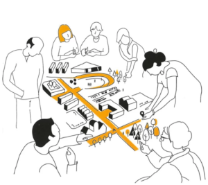Imagen abstracta sobre la construcción de una ciudad para todos