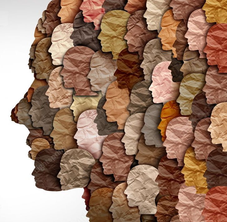 Ilustración del artículo. Forma abstracta con perfiles de rostros